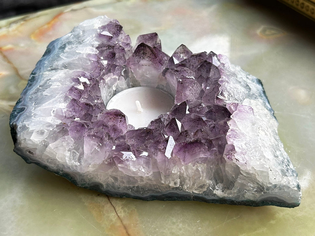 Amethyst Cluster Tealight/Candle Holder