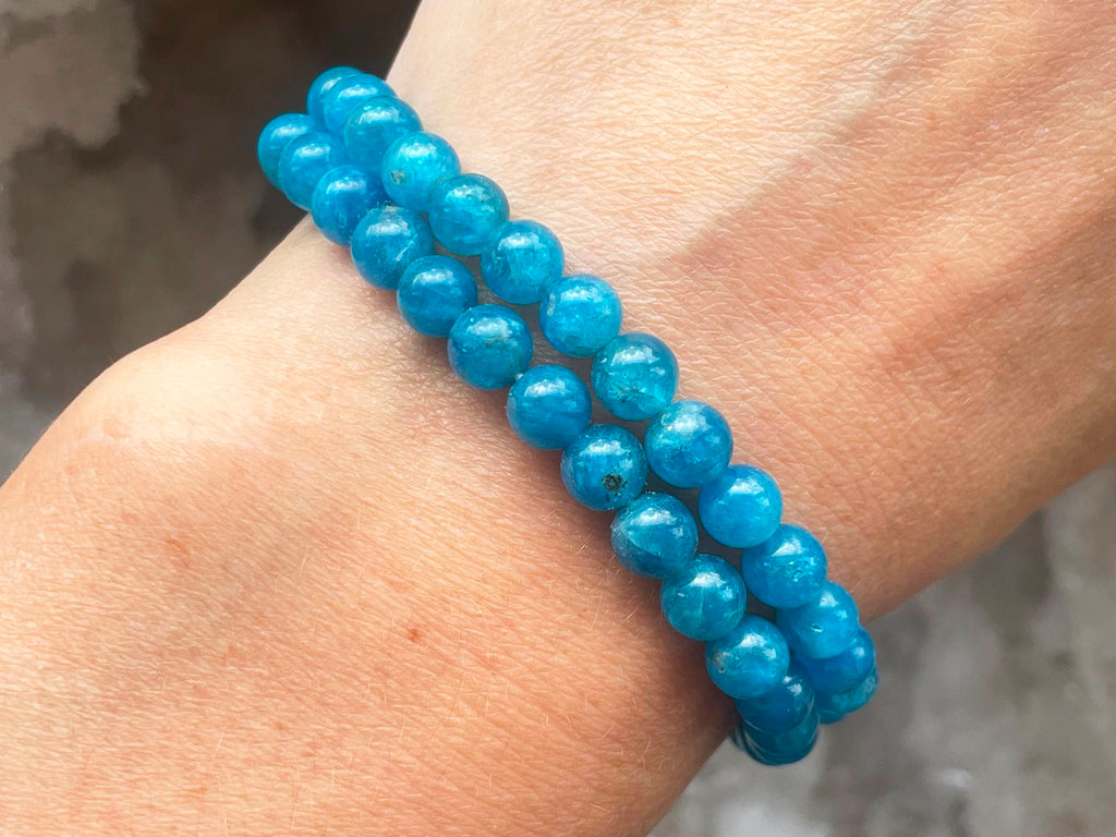 Blue Apatite Beaded Bracelet