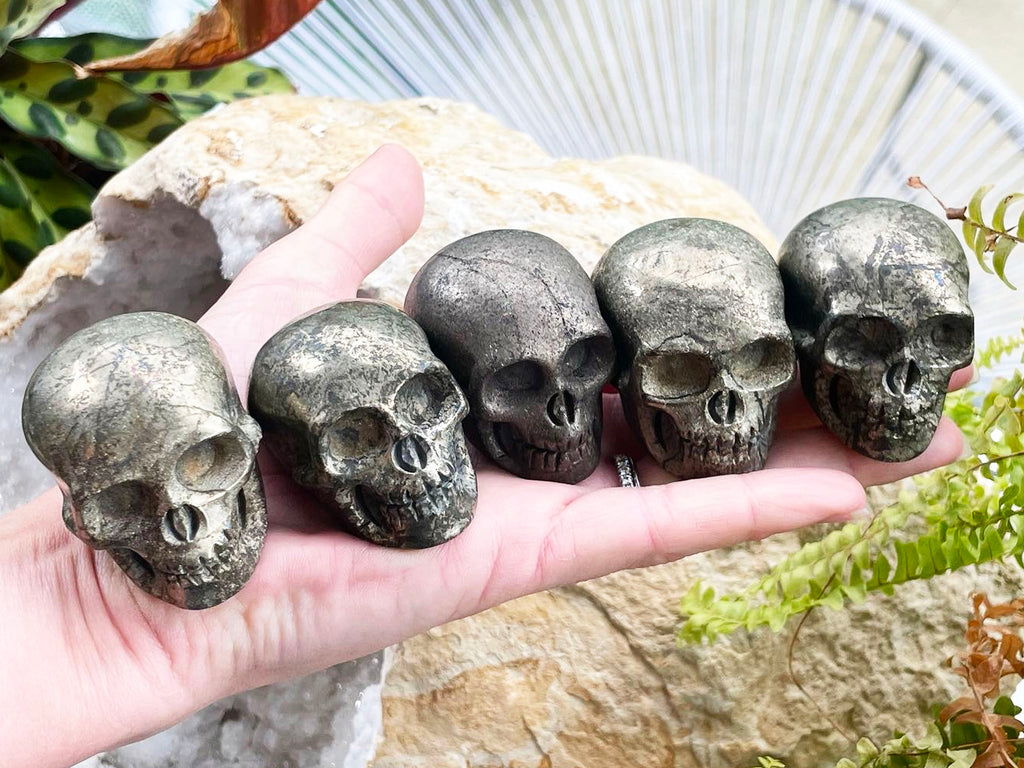 Pyrite Skull Carving