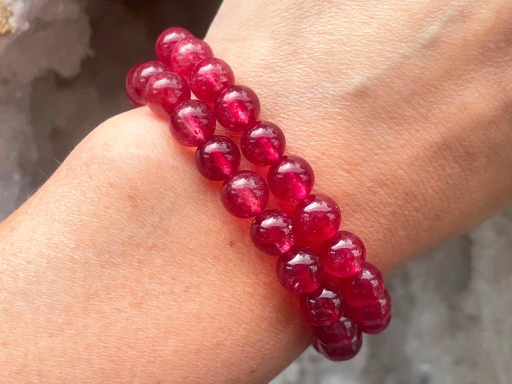 Strawberry Quartz Beaded Bracelet