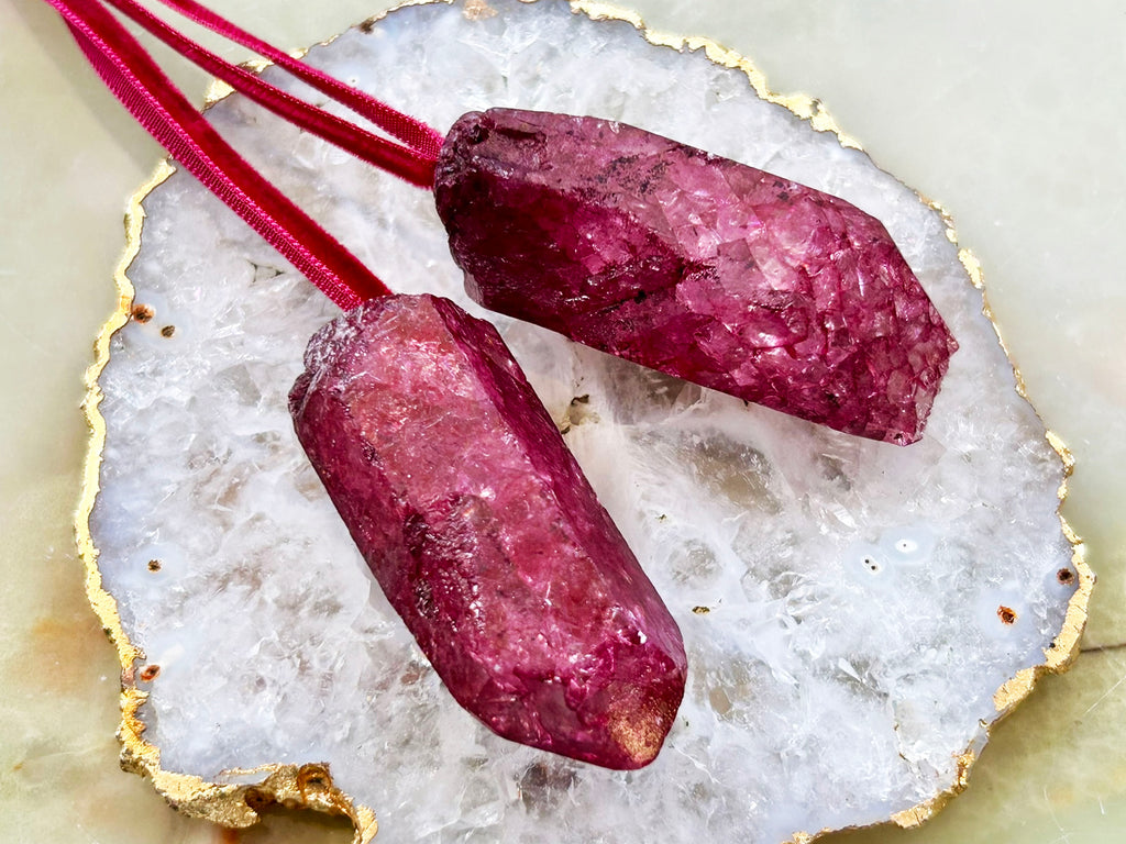 Red (Dyed) Clear Quartz Point Tree Ornament