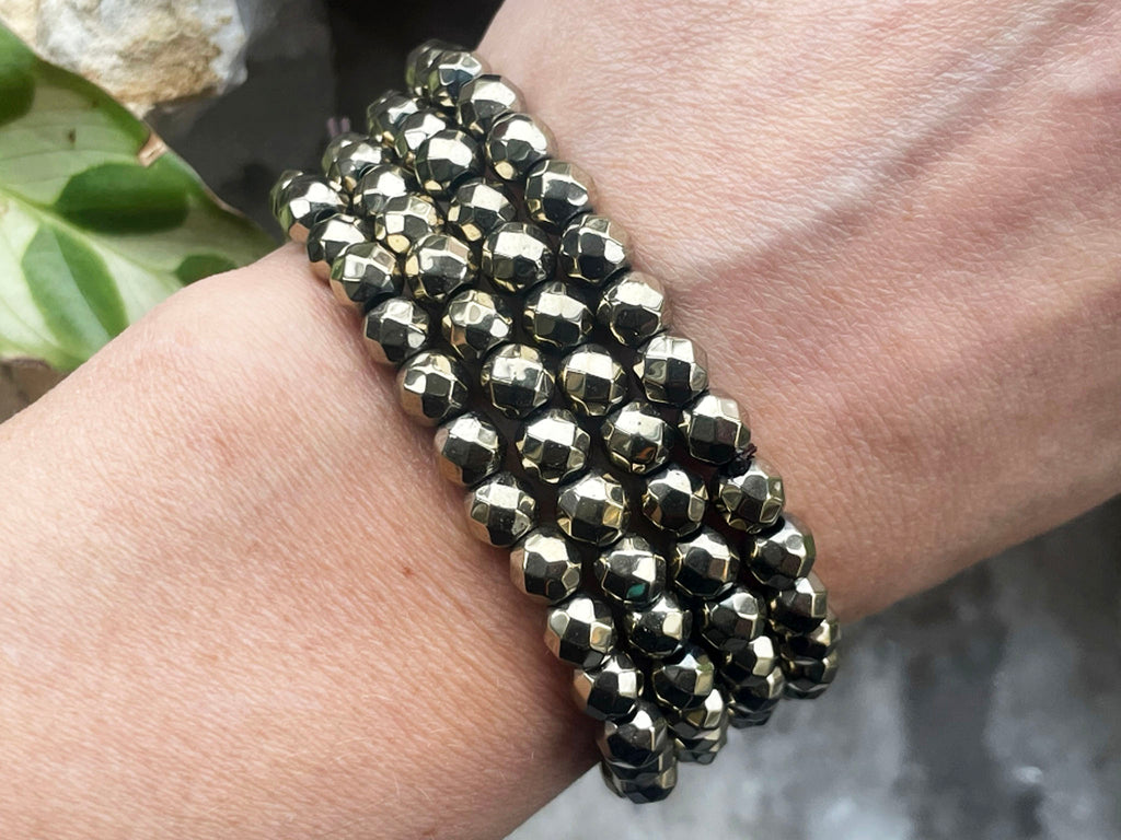 Faceted Pyrite Beaded Bracelet