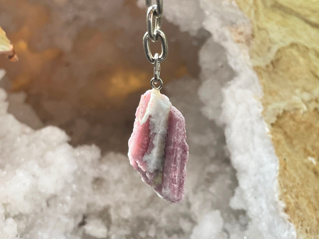 Natural Pink Tourmaline Keyring