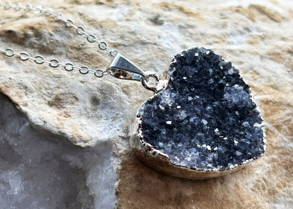 Black Amethyst heart necklace