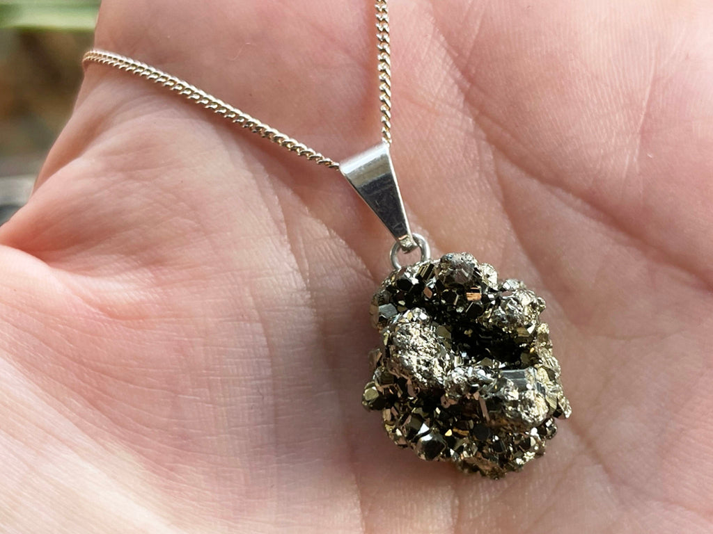 Pyrite Cluster Sterling Silver Necklace