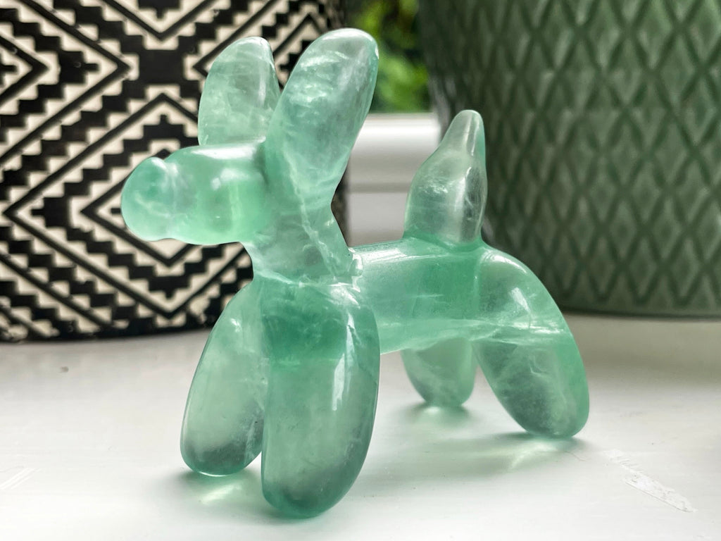 Green Fluorite Dog Carving