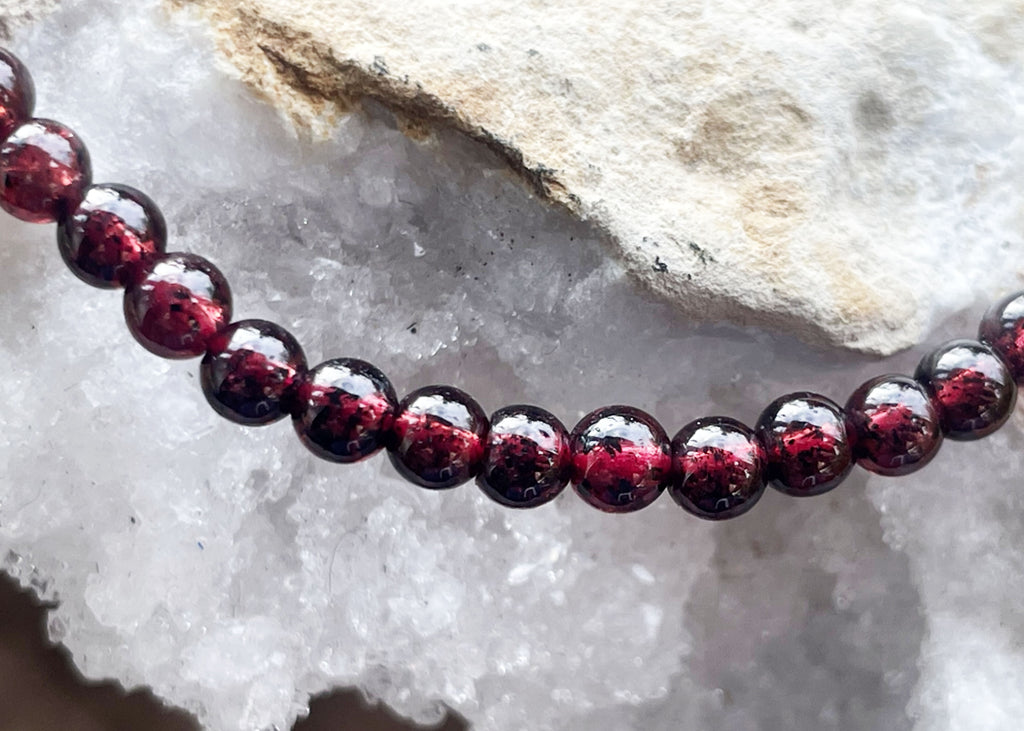 Garnet 3mm Bead Bracelet