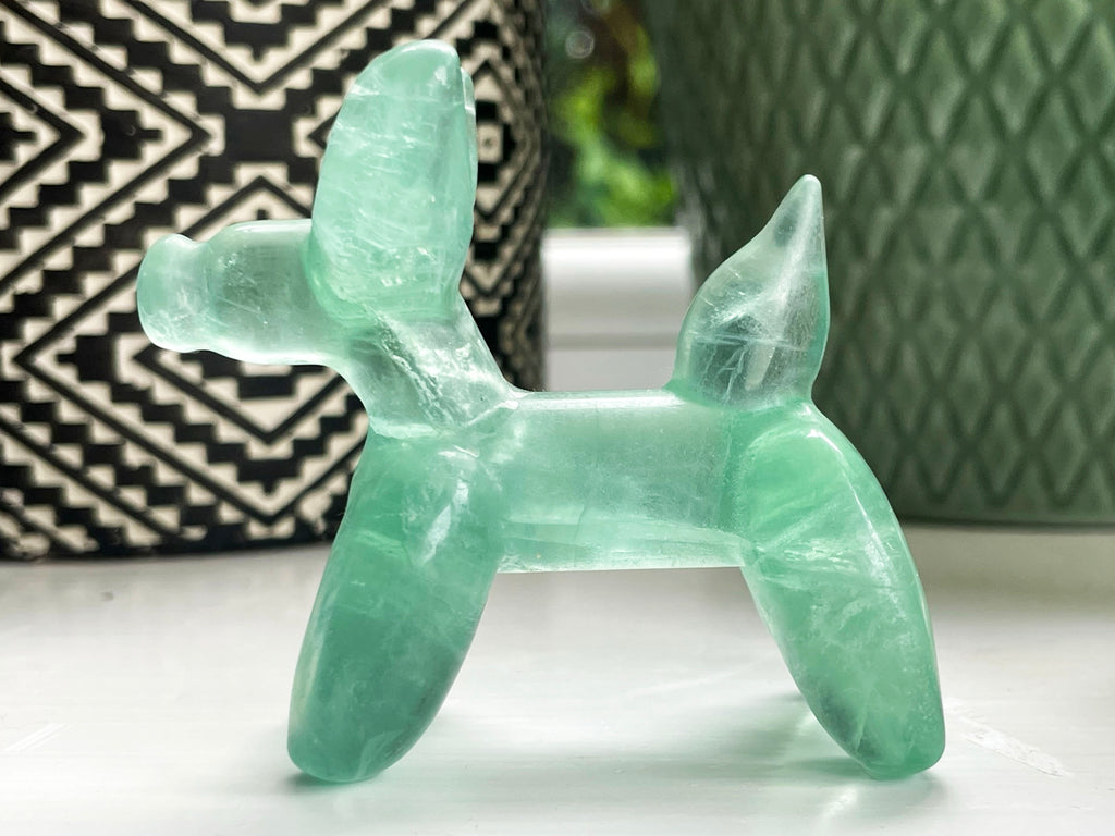 Green Fluorite Dog Carving