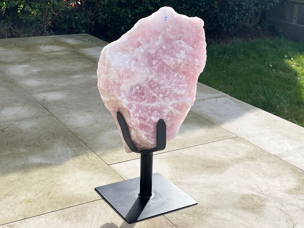 Extra Large 34.8 KG Rose Quartz Boulder On Stand