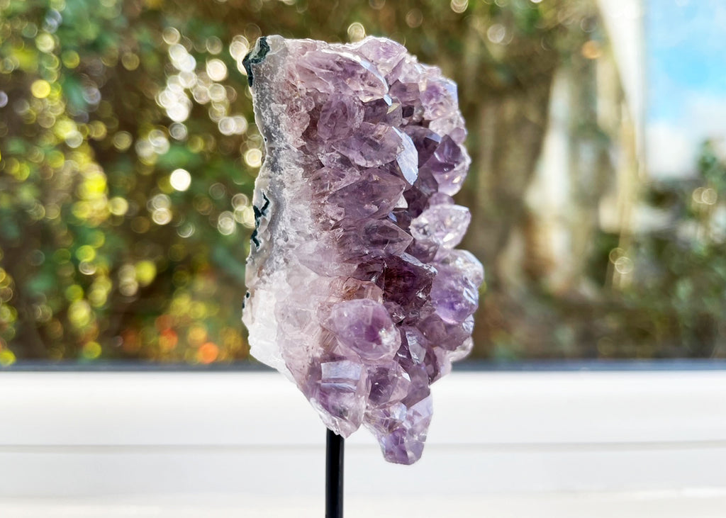 Mini Amethyst Cluster On Metal Stand