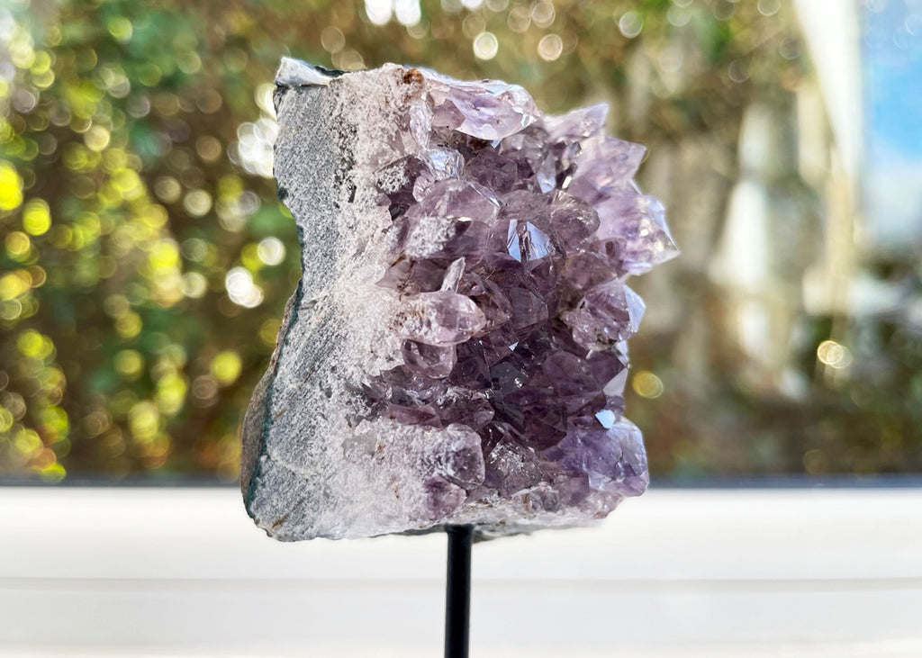 Mini Amethyst Cluster On Metal Stand