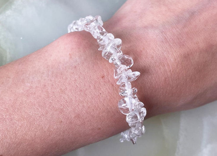 Clear Quartz Crystal Bracelet And Tumblestone Gift Set