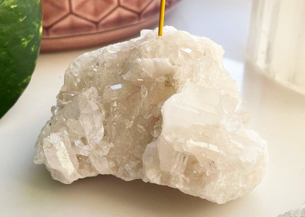 Deluxe Clear Quartz Cluster Incense Holder