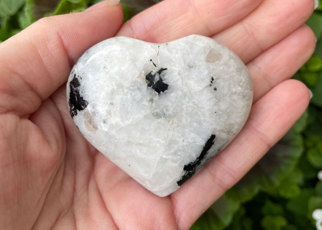 Polished Rainbow Moonstone Puff Heart