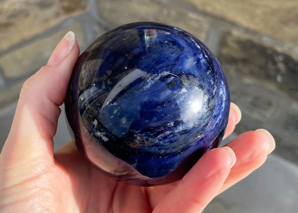 Large Polished Sodalite Sphere With Hematite Inclusions