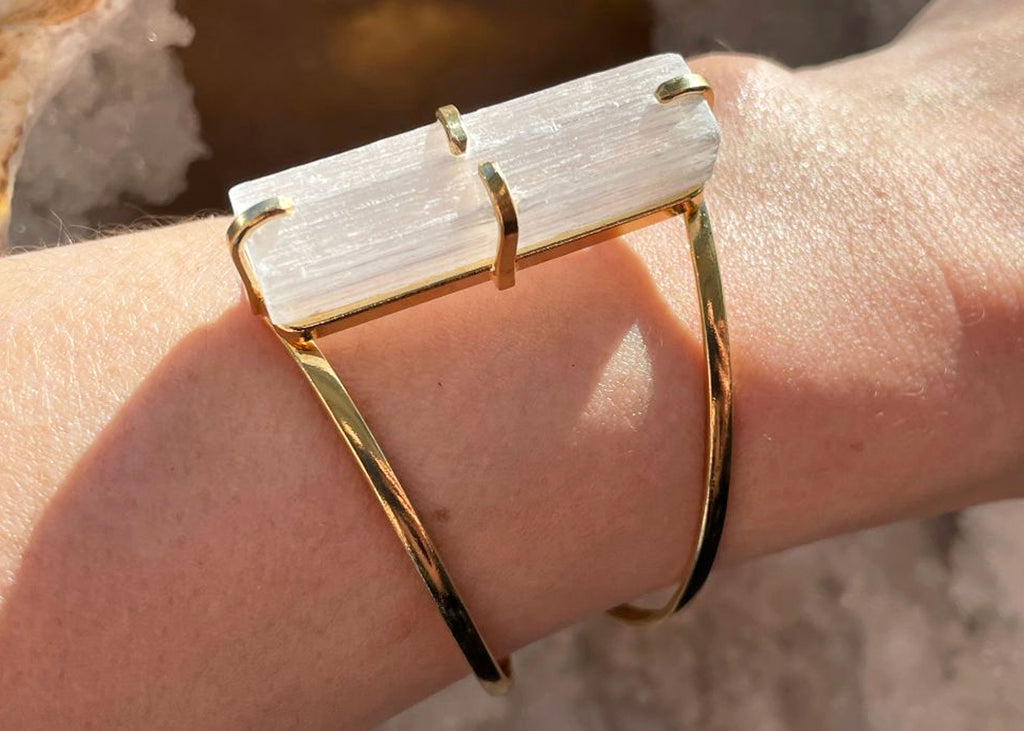 Natural Raw Selenite Bangle