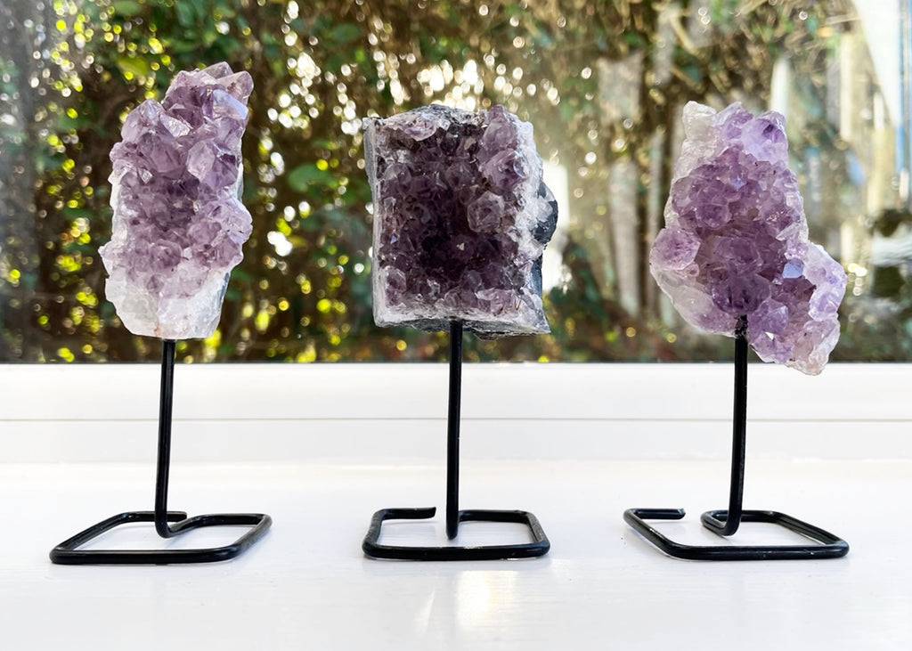 Mini Amethyst Cluster On Metal Stand