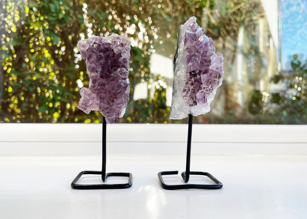 Mini Amethyst Cluster On Metal Stand