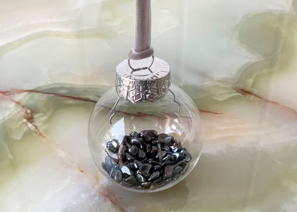 Hematite Crystal Christmas Bauble