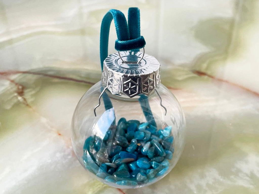 Blue Apatite Crystal Christmas Tree Bauble