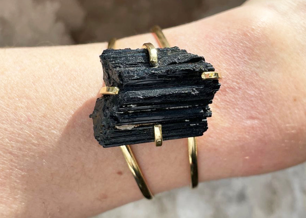 Raw Black Tourmaline Bangle