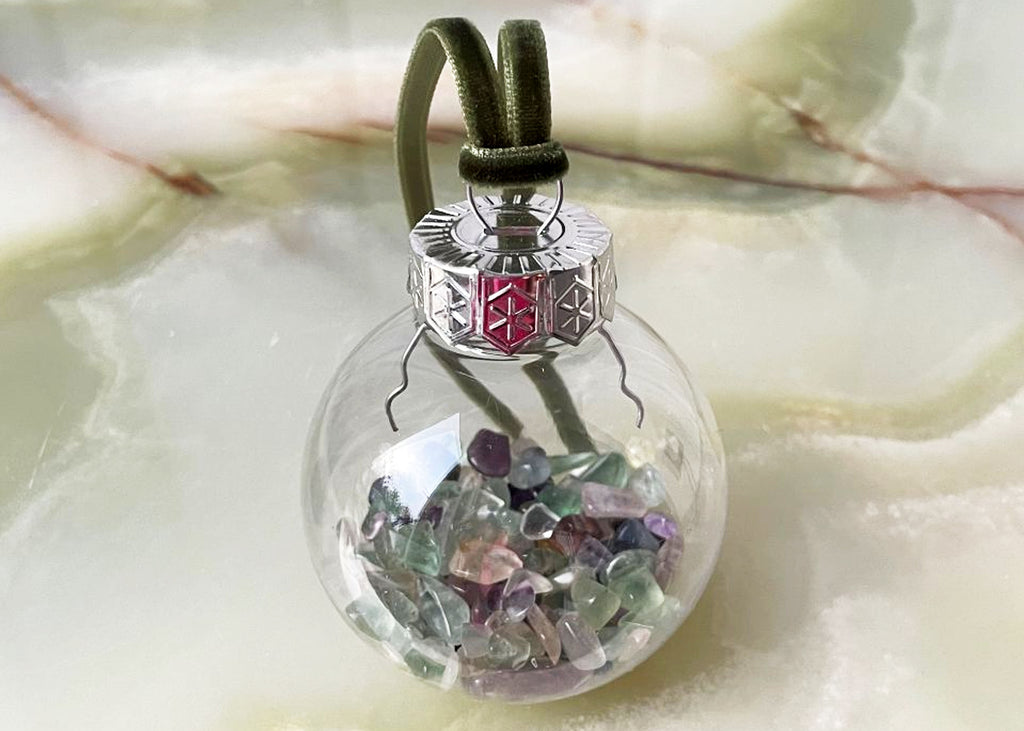 Rainbow Fluorite Crystal Christmas Tree Bauble