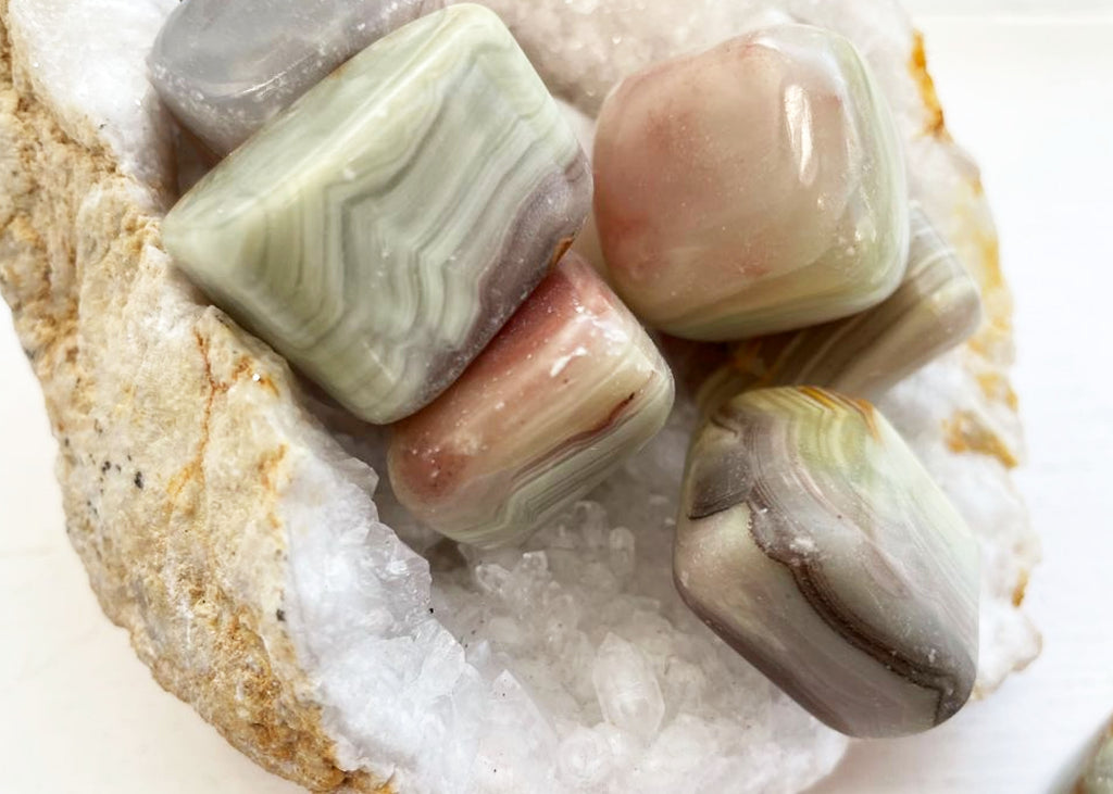 Large Pink Banded Calcite Tumblestone