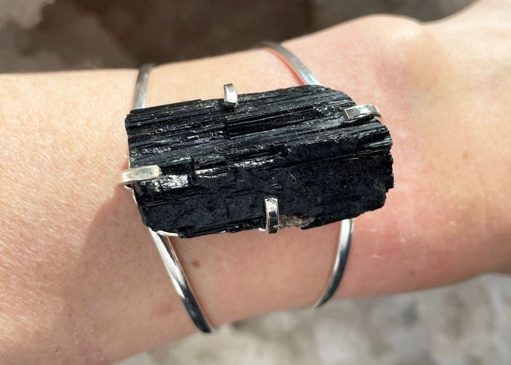 Raw Black Tourmaline Bangle