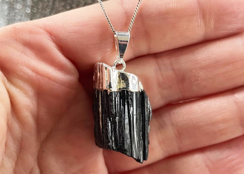 Black Tourmaline Pendant On 925 Silver Chain