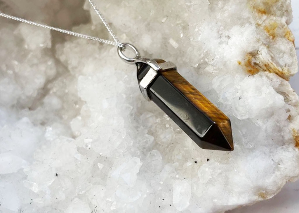 Tiger's Eye Fixed Point Pendant On 925 Silver Chain