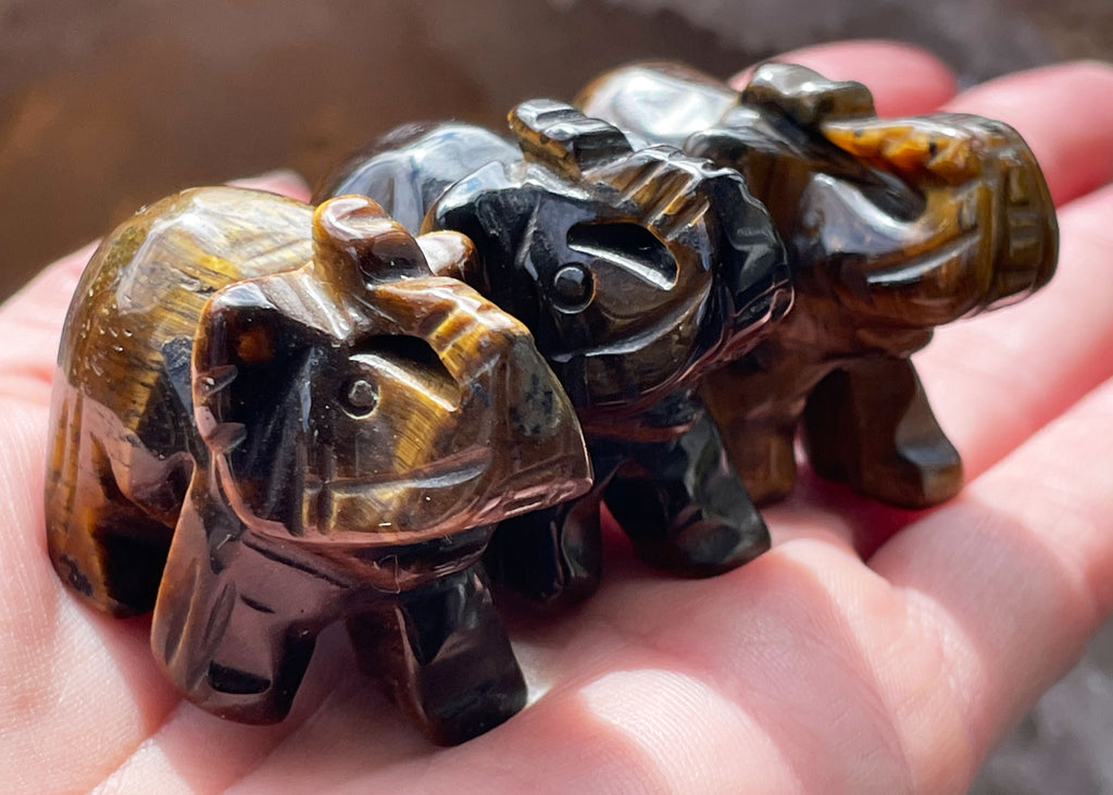 Carved And Polished Tiger's Eye Elephant