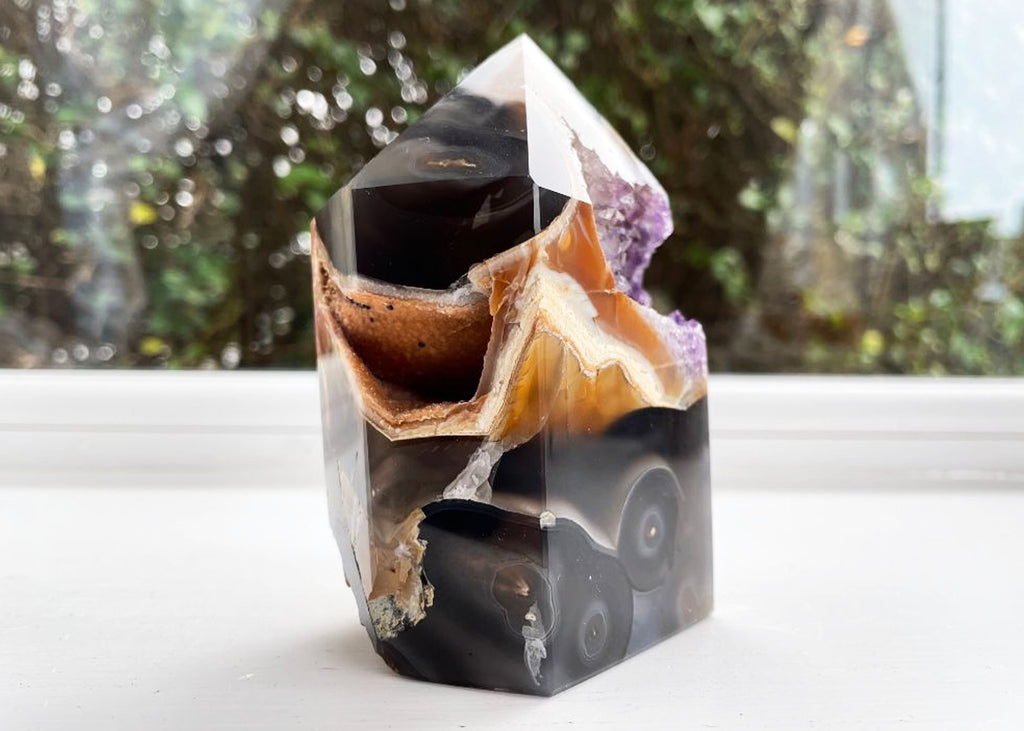 Unique Agate And Amethyst Druzy Tower