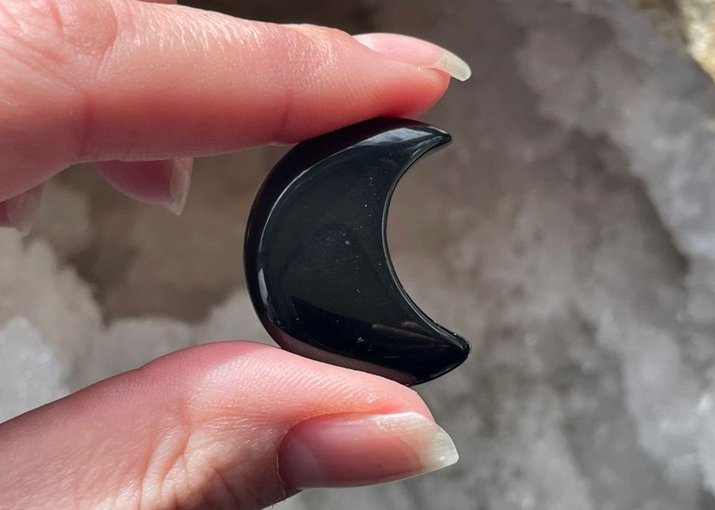 Polished Black Obsidian Moons