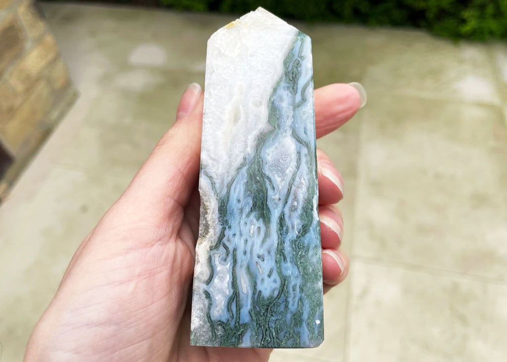 Druzy Moss Agate Tower