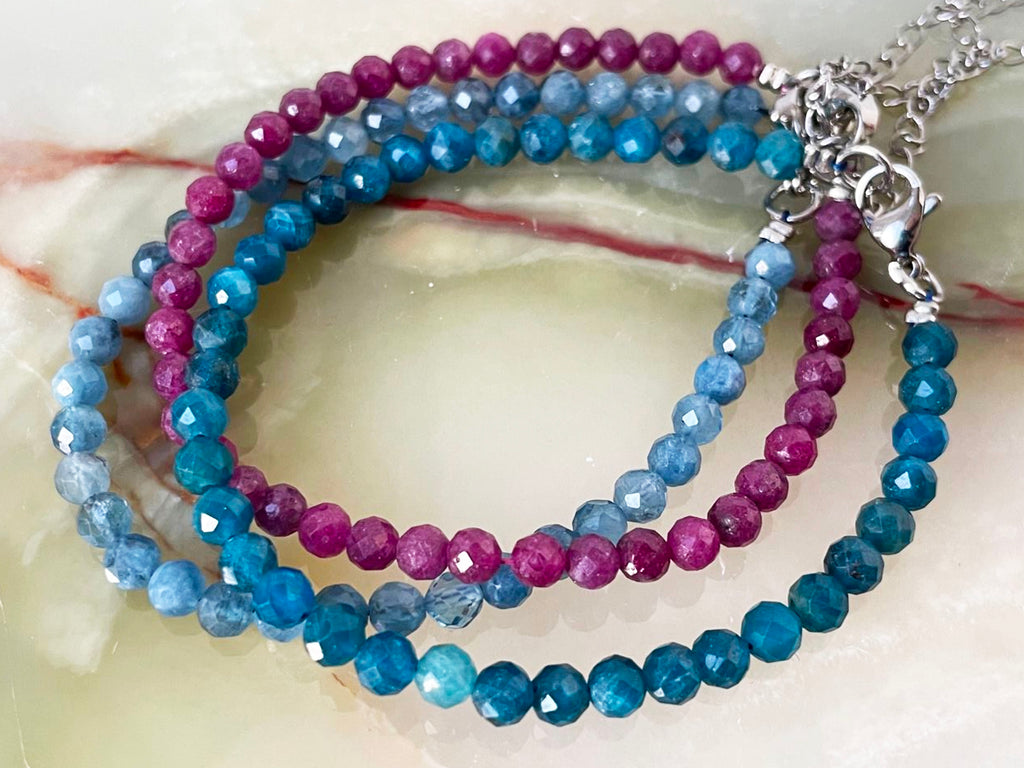 Blue Apatite Faceted Bead Bracelet