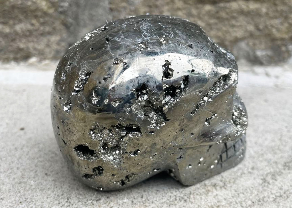 Large Druzy Pyrite Skull