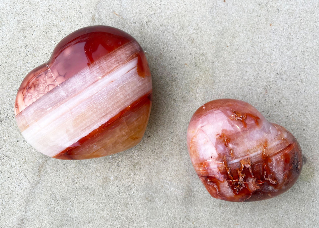 Polished Banded Carnelian Heart