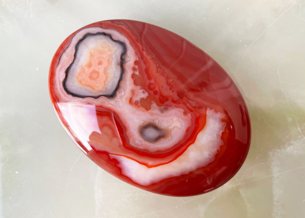 Polished Carnelian Palm Stone