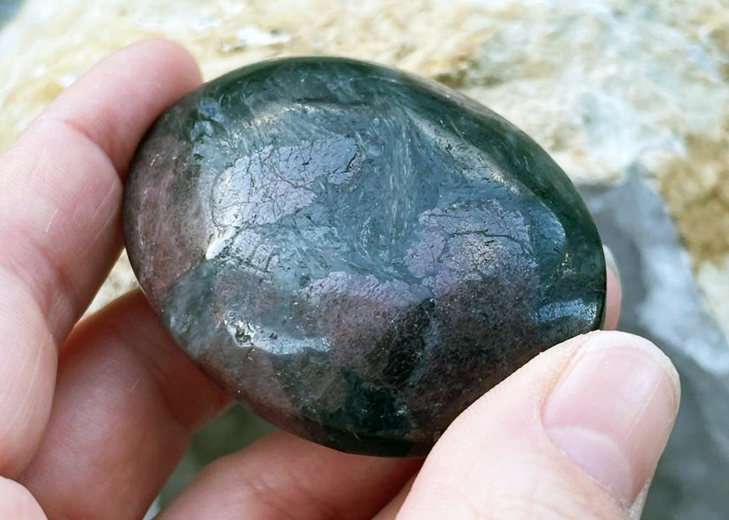 Garnet Palm Stone With Rutile Inclusions