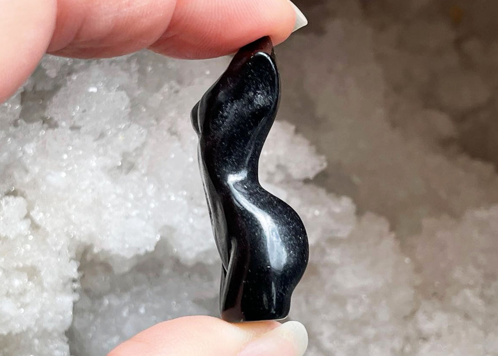 Mini Black Obsidian Goddess/Woman's Body Carving