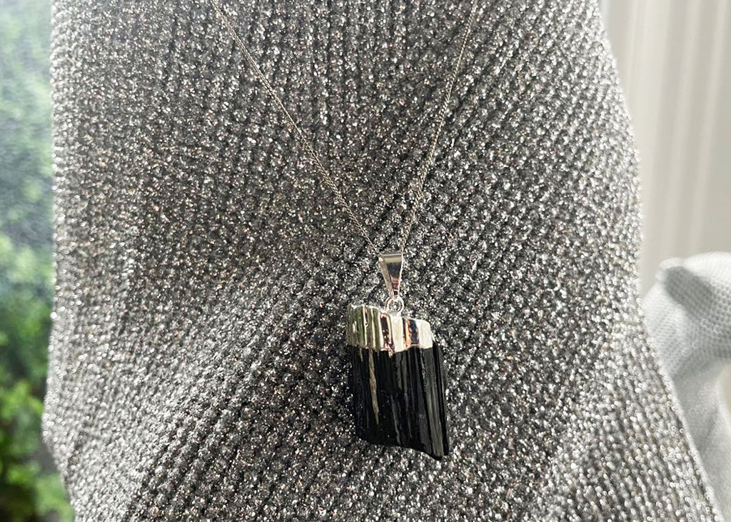 Black Tourmaline Pendant On 925 Silver Chain