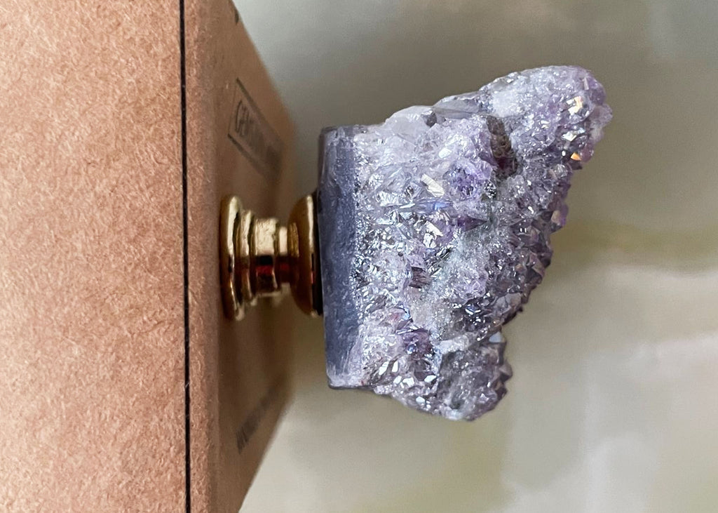 Pair Of Amethyst Aura Cluster Door Knobs