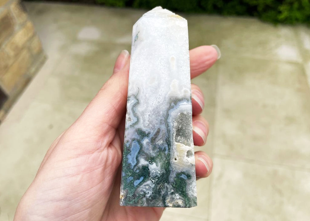 Druzy Moss Agate Tower