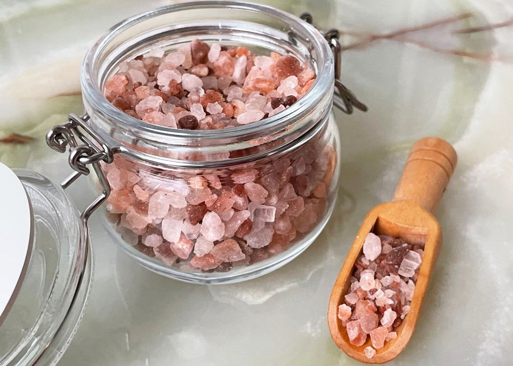 Pink Himalayan Bath Salts Jar And Spoon