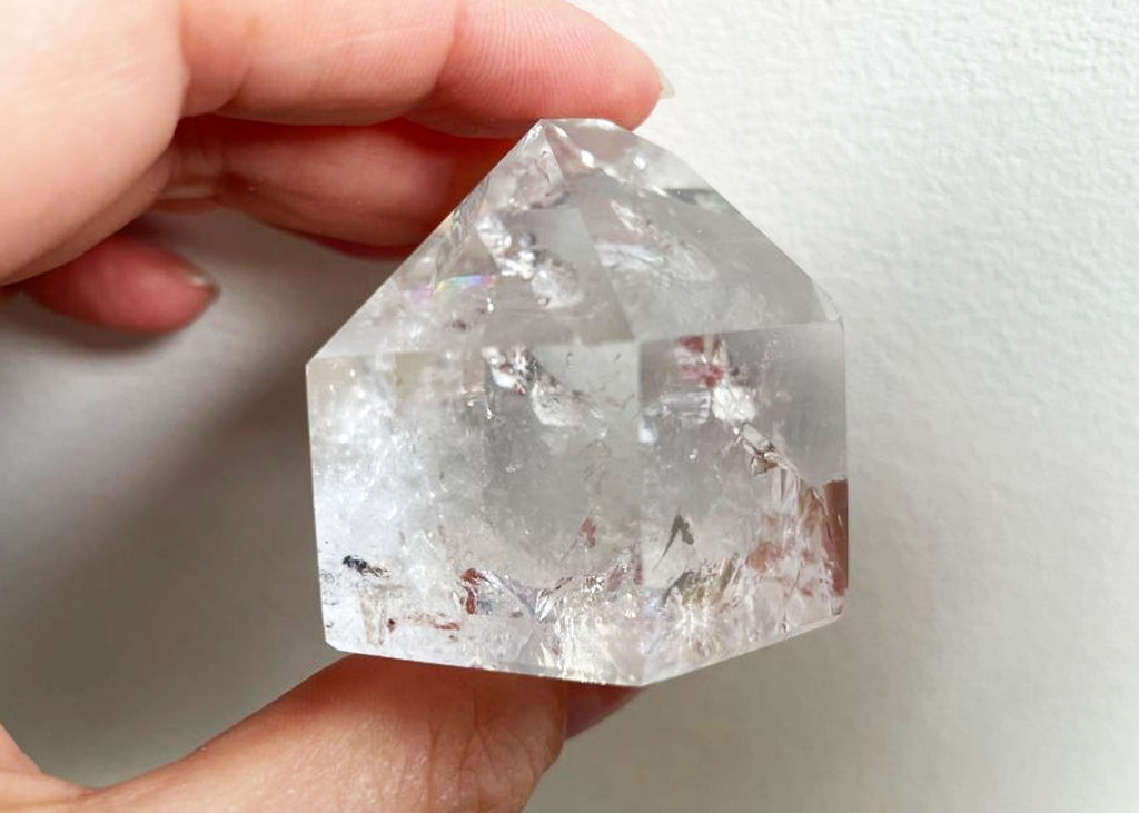 Clear Quartz Polished Point With Rainbows