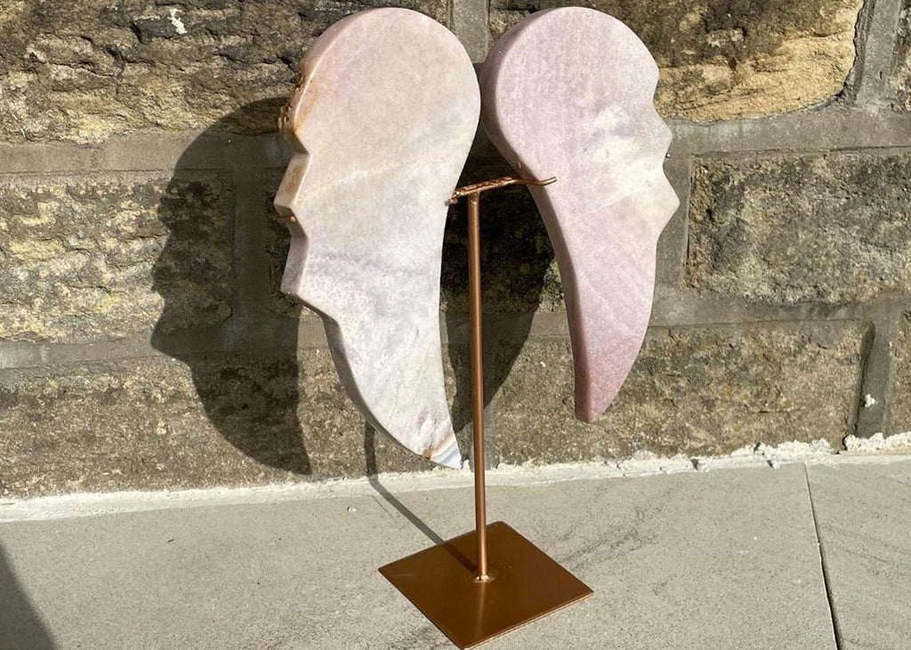 Pink Amethyst Wings On Rose Gold Stand