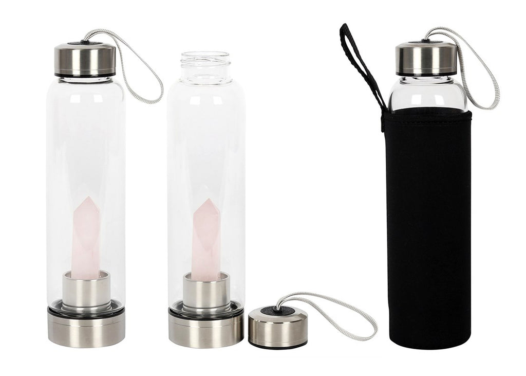 Rose Quartz Purifying Glass Water Bottle