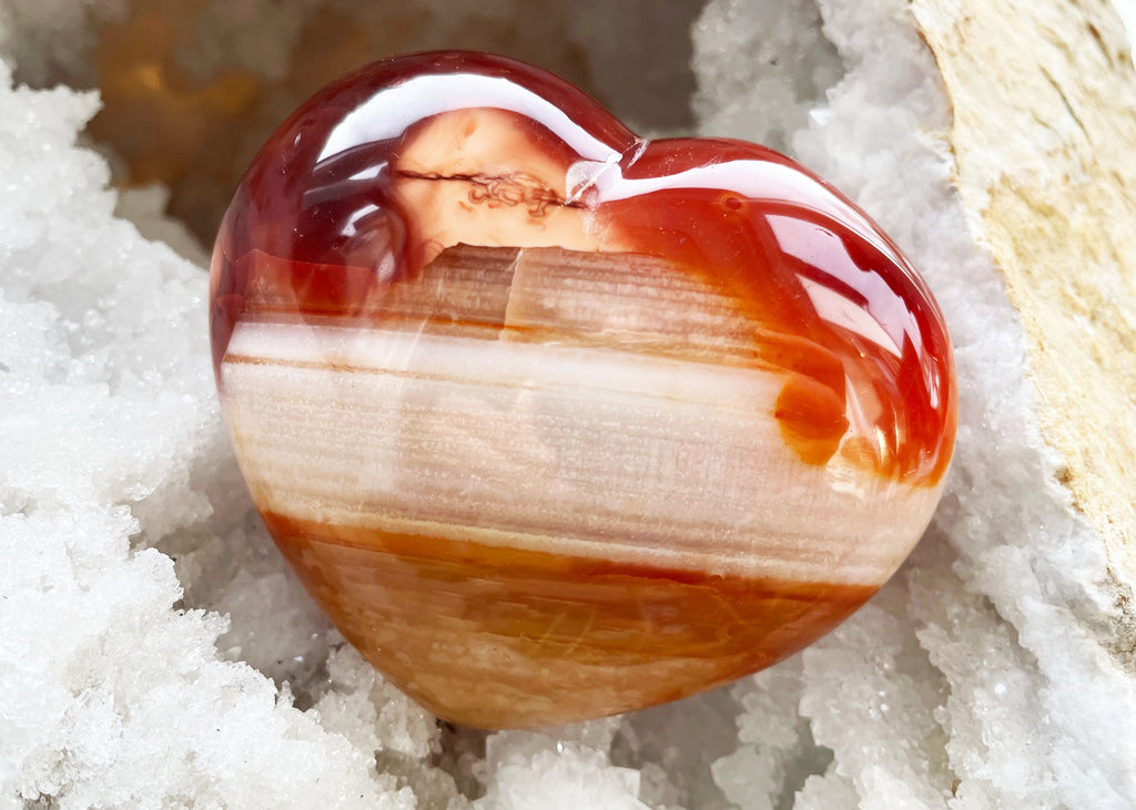 Polished Banded Carnelian Heart