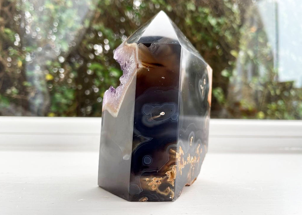 Unique Agate And Amethyst Druzy Tower