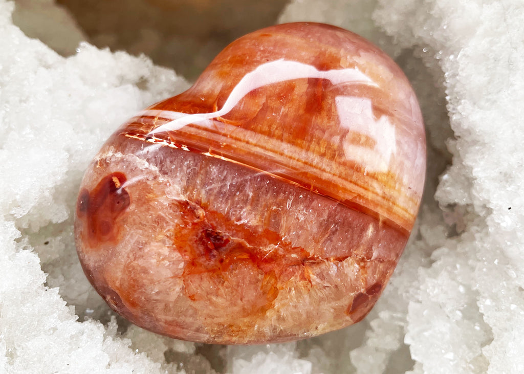 Polished Banded Carnelian Heart